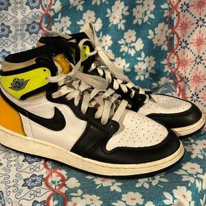 Nike High-Top Sneakers in Black, White, and Yellow
